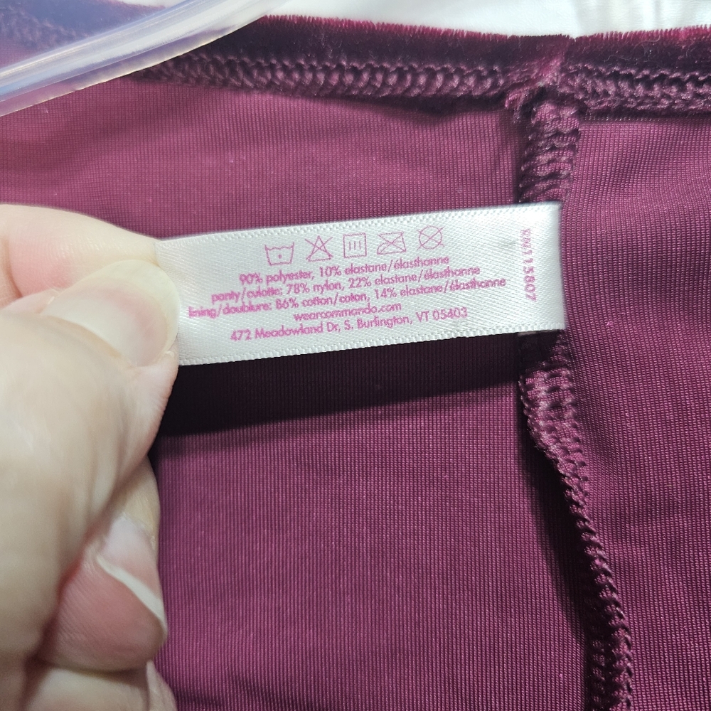 Commando Women's Burgundy Short Sleeve Velvet Bodysuit Size Small USA Made. - Picture 7 of 9